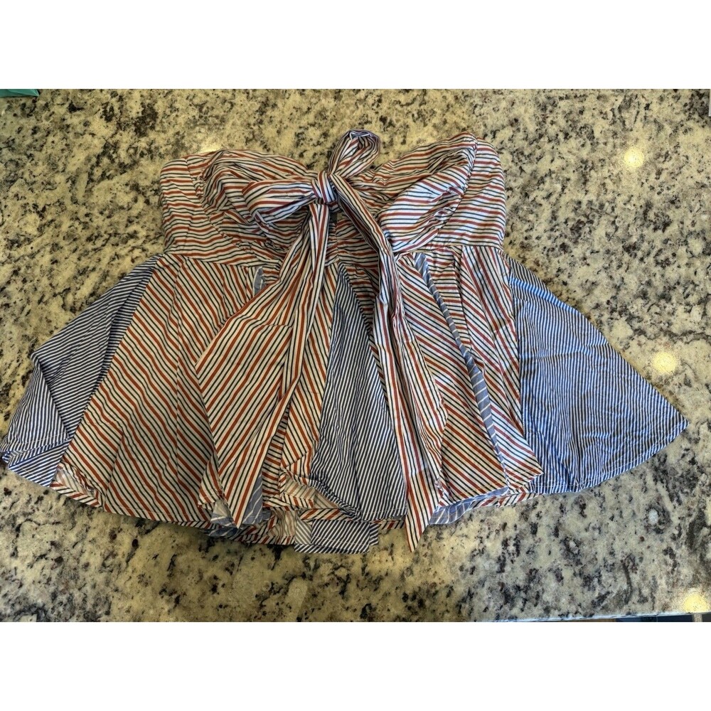 Anthropologie Women’s Strapless Top Blue/Red/White Bow Or Halter Size Medium